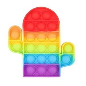 Fidget Toy Cactus Plant Push Pop Bubble Rainbow Silicone Sensory